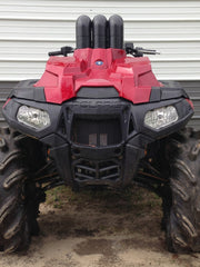 Load image into Gallery viewer, Going Deep Snorkels Polaris Sportsman Highlifter 850/1000 snorkel extension kit installed on ATV, showcasing durable components and setup.