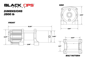 Black OPS 2500 LB. UTV/ATV WINCH (WITH WIRELESS REMOTE & SYNTHETIC ROPE) - WWW.GOINGDEEPSNORKELS.COM